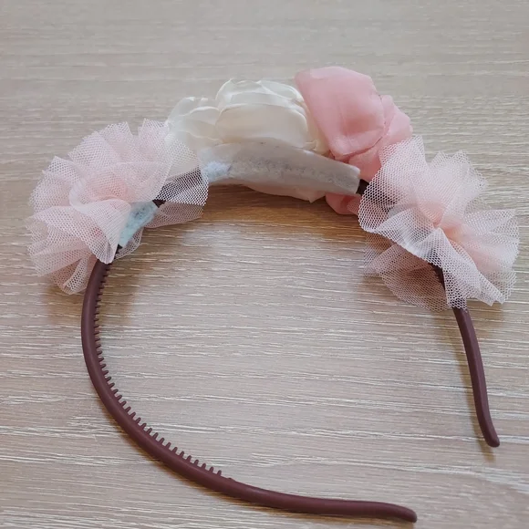 Charming Pink and White Floral Headband for Kids - Picture 4 of 4